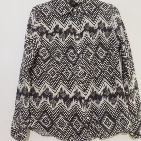 J.Crew Linen Graphic Button Shirt Size 2 - Picture 4 of 10